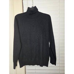 Womens Black Turtleneck Sweater L By Marisa Classic Preppy Academia